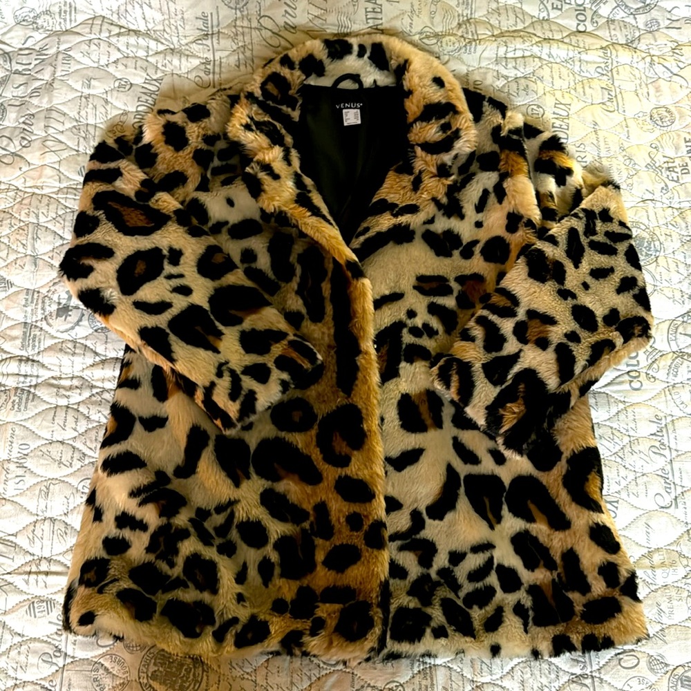 venus leopard faux fur jacket